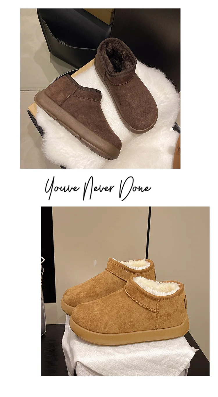 2026 Warme Bequeme Schuhe Damen Mode Kurze Schuhe Neue Winter Warme Stiefel Pelz Damen Schneestiefel – Detail 11