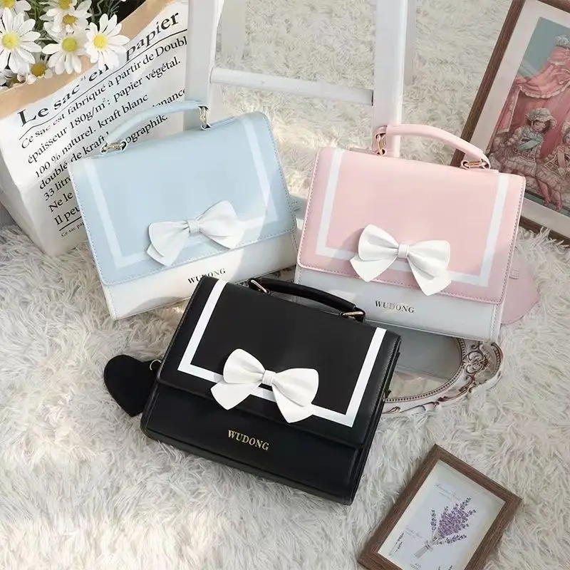 Borsa a tracolla trasparente in PU uniforme stile Preppy giapponese JK Teens Girl Kawaii Bow Itabag borsa da donna Cute Tote Crossbody Bags