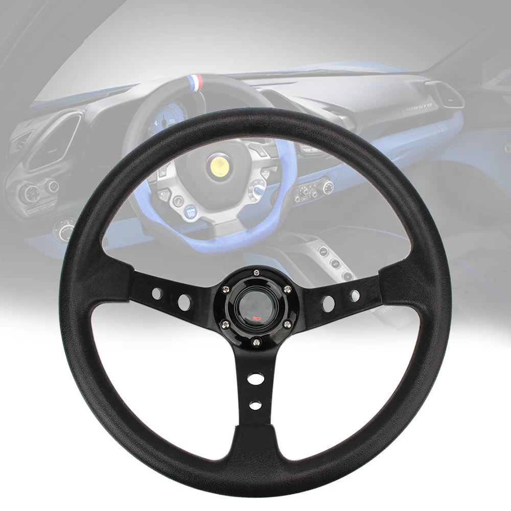 With DIY Logo Drifting Sport Steering Wheel 14 inch For Cars Racing Universal PU Car Racing Steering Wheels