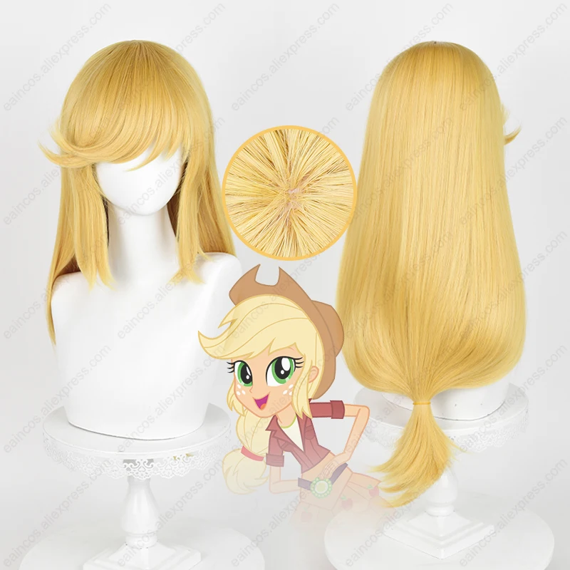 Peruka do cosplay Applejack 65 cm długie złote peruki ze skórką głowy Żaroodporne włosy syntetyczne