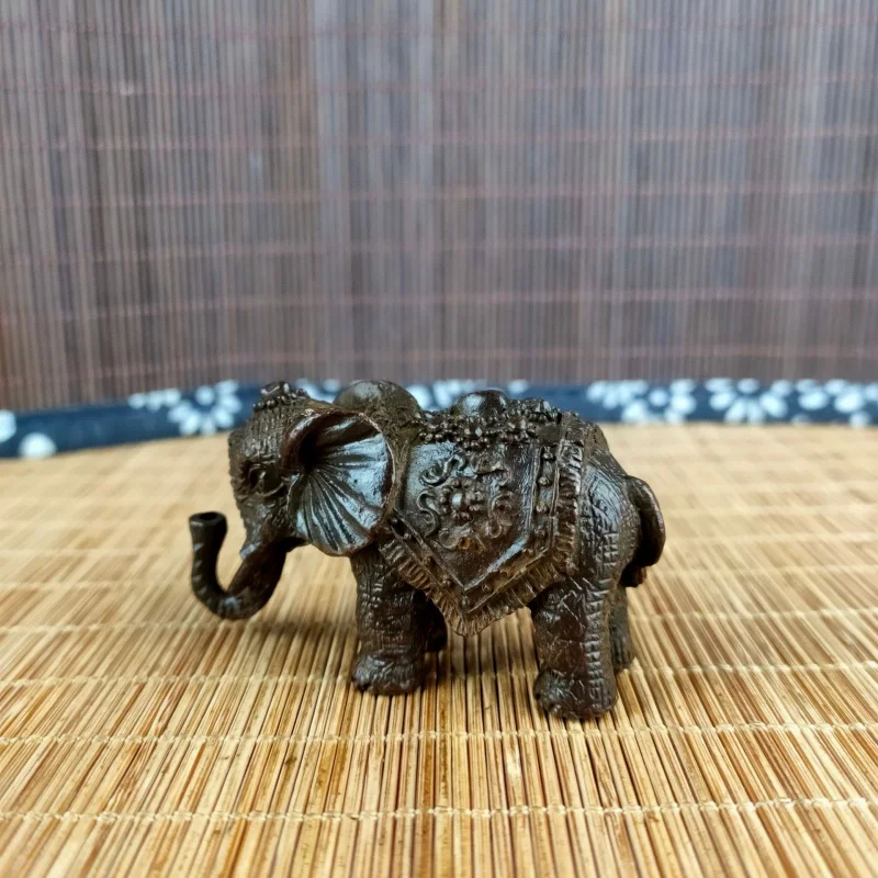 Handmade Antique Copper Lucky Elephant Ornaments Retro Incense Burner Home Study Tea Ornaments Desktop Craft Gift