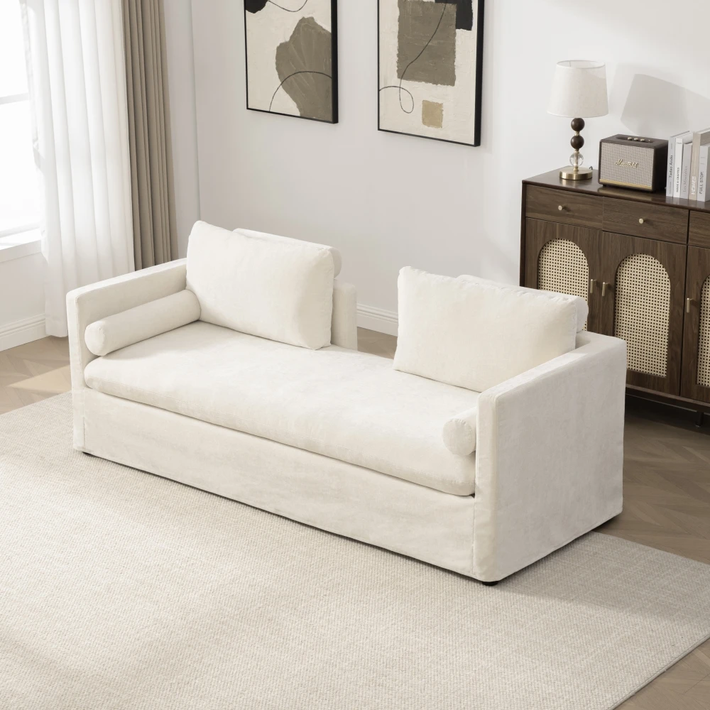 

# Home Furniture Fabric Comfortable Modular Sofa Bed 3 Seat Beige L-Shape Pillow Back Modern Living Room