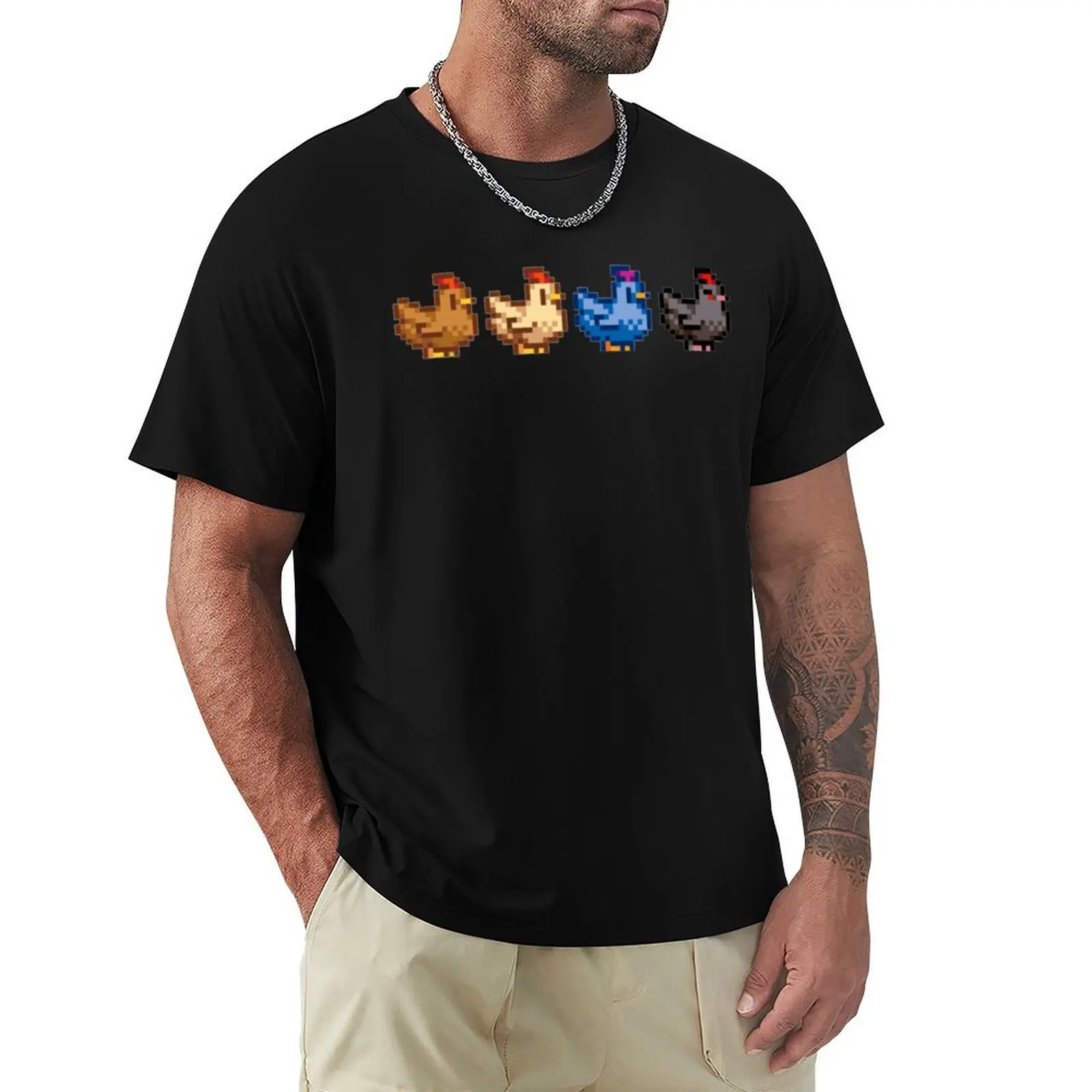 

4 Chickens Stardew Valley T-Shirt man t shirt boys animal print funny costumes oversized t shirt men