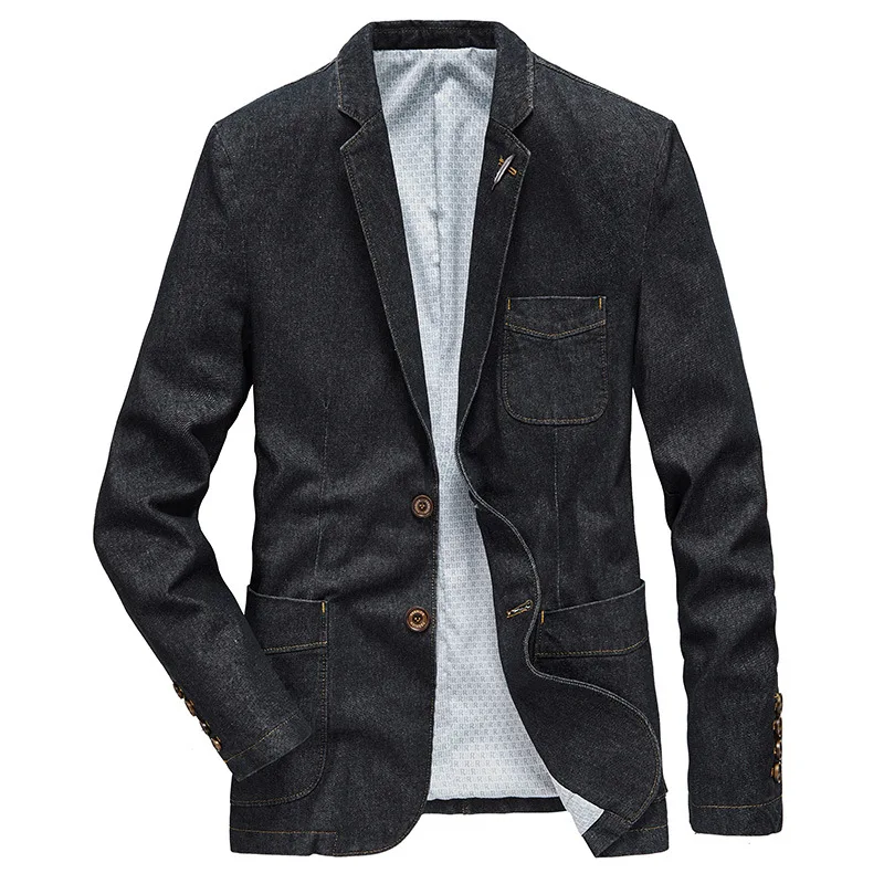 Autumn Spring Fashion Male Clothes Slim Fit Business Jean Coats Men Casual Suits M-4XL Denim Blazer Men Jacket Cotton  MY189