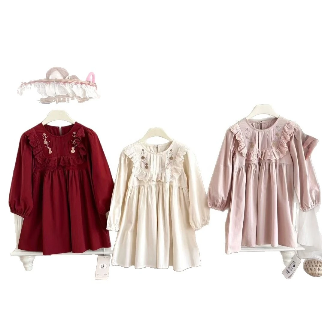 Girls dress 110-150 2026 spring girls Korean version of foreign style long-sleeved princess clothes