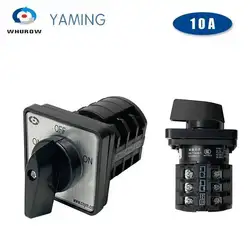 ON-OFF-ON 10A Control Circuit LW8-10 Changeover 2 Poles 3 Levels 3 Position 8/12 Terminals Silver Contact Rotary Cam Switch