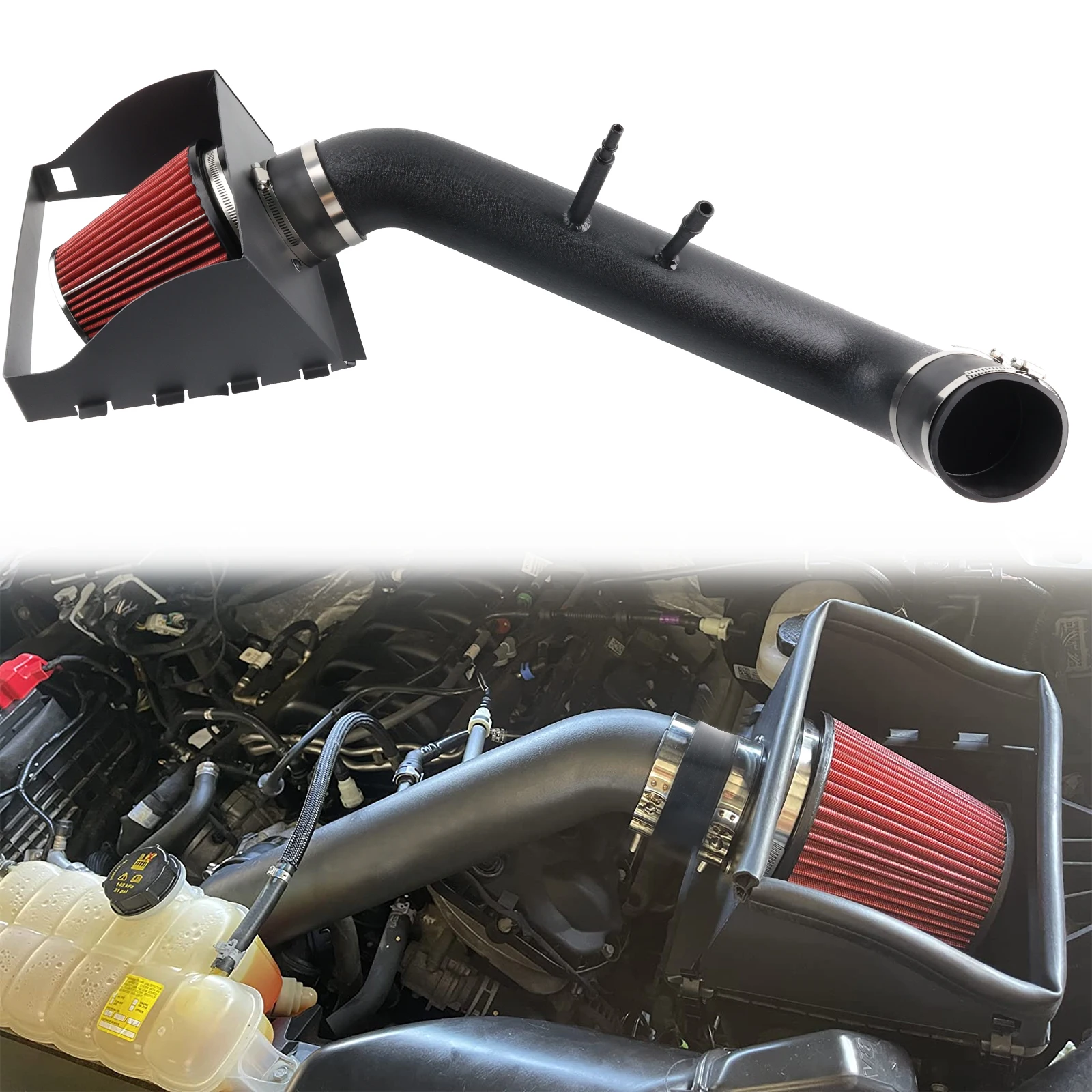 

Комплект воздухозаборника с теплозащитным экраном + алюминиевый фильтр для модели Ford F-150 2015-2020 гг. с 5,0 л V8 подходит для механической и автоматической коробки передач