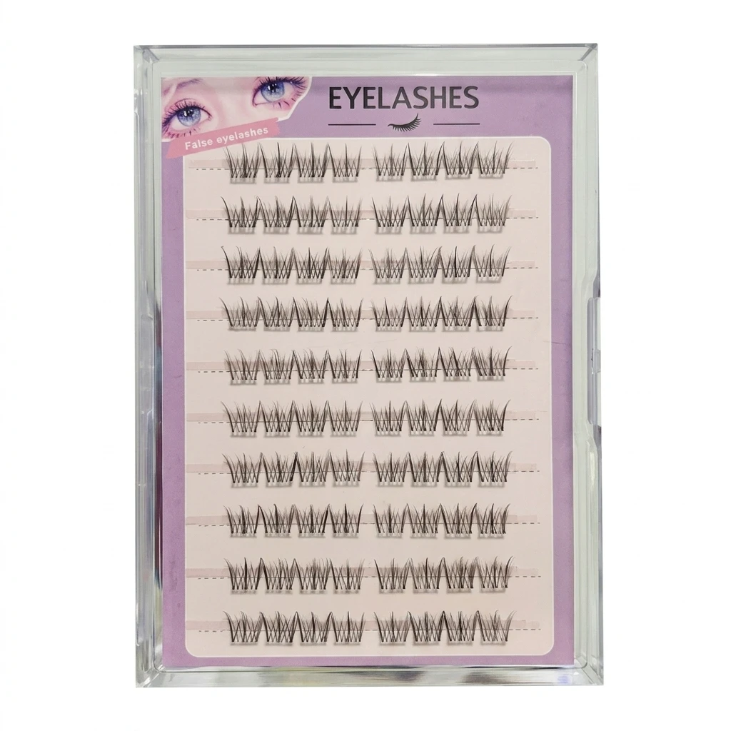 Korean Style Natural Individual False Eyelashes 1 Box 9-12mm Mixed Length C Curl Cluster Lashes Ultra-Thin Bionic Fiber Seamless