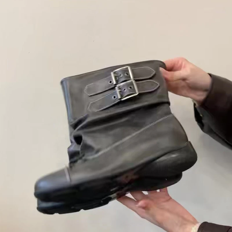 

Eilyken Fashion Butterfly-kont Belt Buckle Woman Ankle Boots Punk Style Low Heels Modern Booties Spring Autumn Shoes