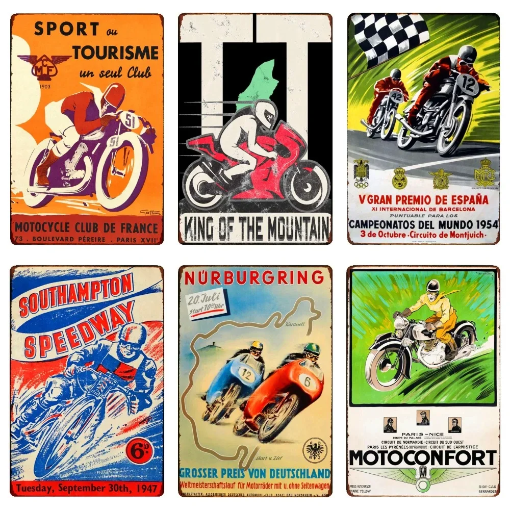 Retro TT Isle of Man, Metal Signs, Motorcycles, Races Plaque, Vintage Painting Plates, Pub, Bar, Garage, Shop, Home Decor, WY59