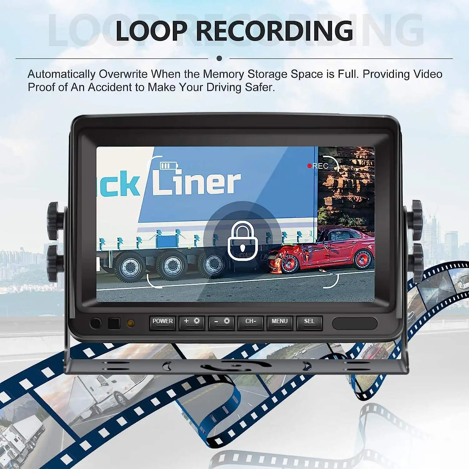 Monitor IPS 1080P de 7 polegadas CVBS AHD compatível com monitor AHD de tela dividida de caminhão 12V ~ 24V com 1 ano de garantia