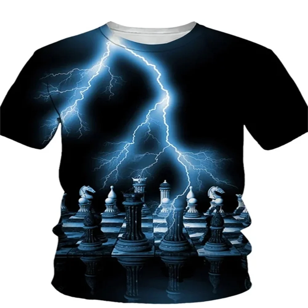 Summer Chess 3D Print T-Shirts Streetwear Casual Men Women Fashion Oversized Short Sleeve T Shirt O-Neck Kids Tees Tops Clothing