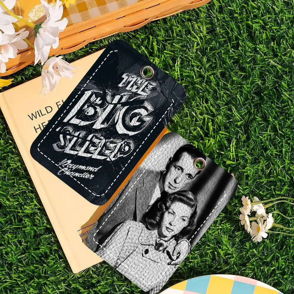 Classic Vintage Movie The-Big-Sleep Card Case Keychain Access Card Bag Key Tag Ring Leather Card Holder Key Ring Access