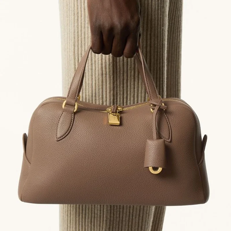 Marque de luxe peau de vache femmes sacs de qualité supérieure en cuir véritable sacs à bandoulière femmes mode or serrure sacs à main pour femmes sac de Bowling