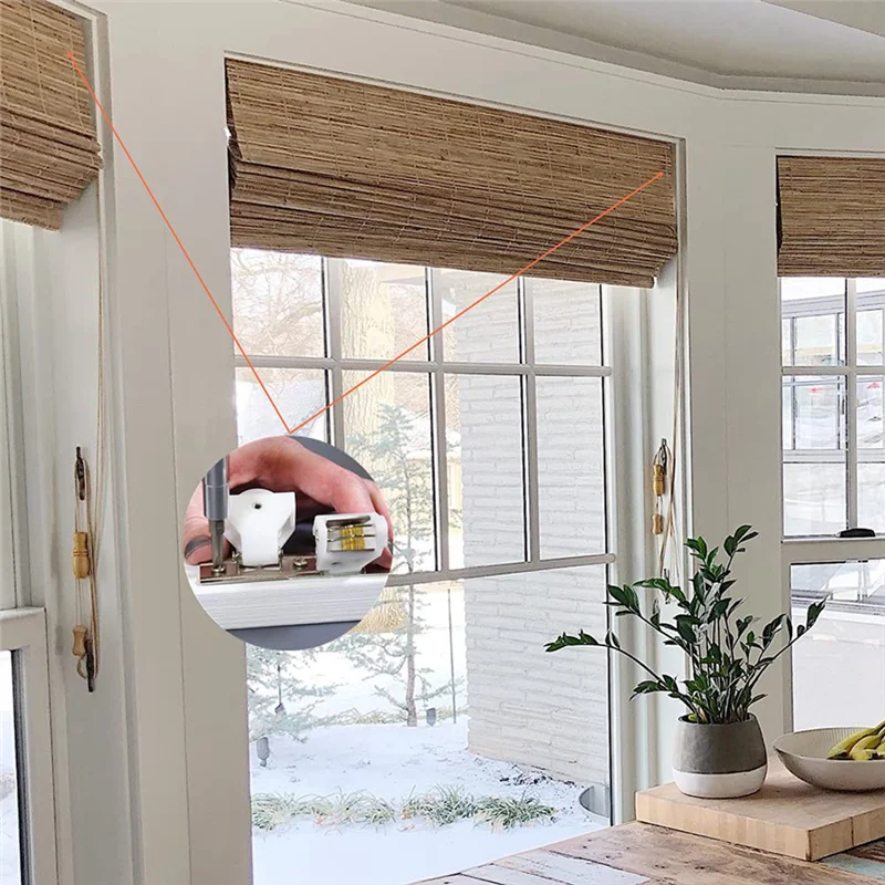 Mecanismo de bloqueio de cabo MAKE-16Pcs bloqueio de cabo branco para 3 linhas tipo giratório plástico branco e suporte de aço inoxidável para persianas romanas