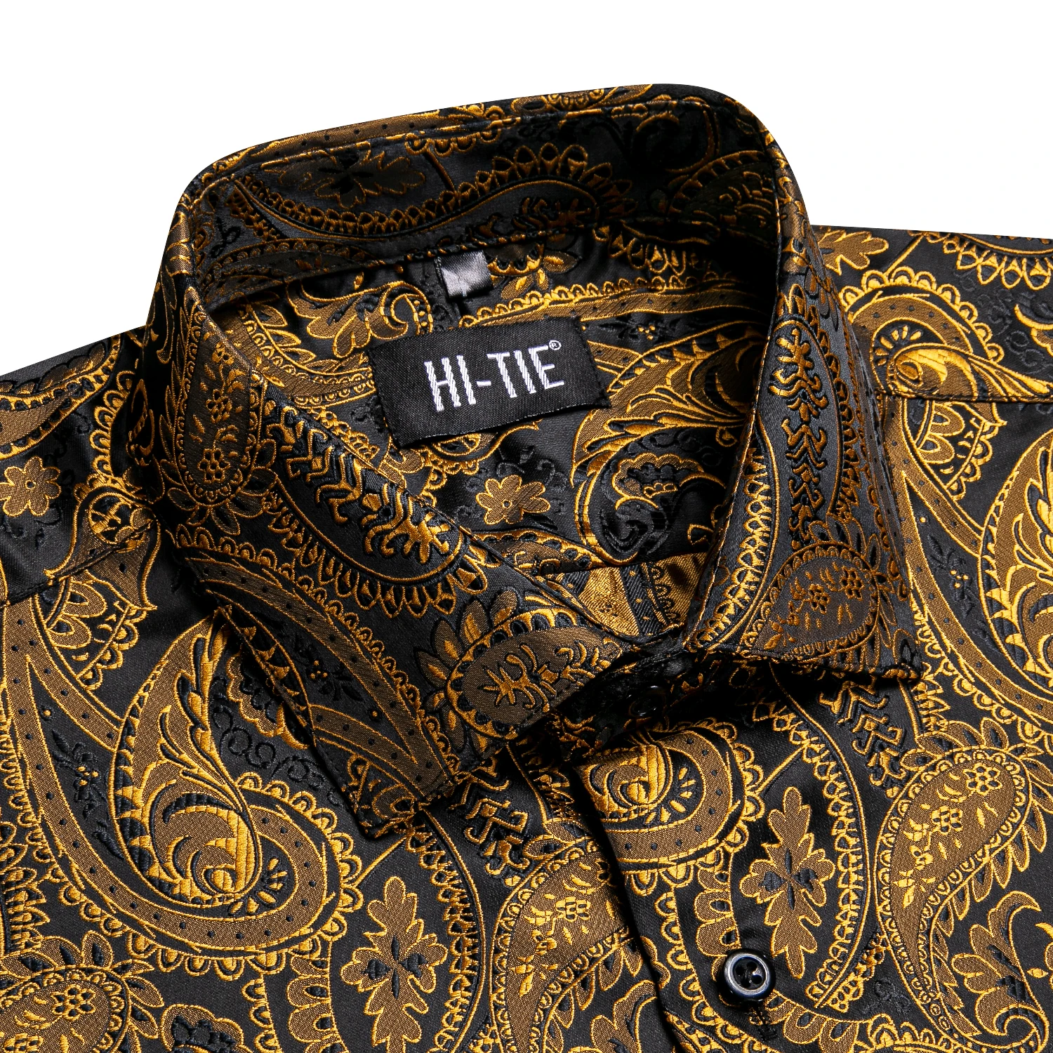 Hi-Tie Short Sleeves Silk Mens Shirts Jacquard Floral Paisley Spring Summer Button Shirt Comfortable Male Wedding Business Party