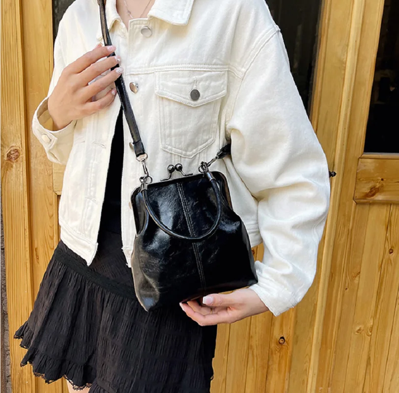 2025 New Fashion Vintage Soft Leather Cosmetic Bag Purse Women's Handbag Crossbody Shoulder Bags Evening Party Totes Wallet