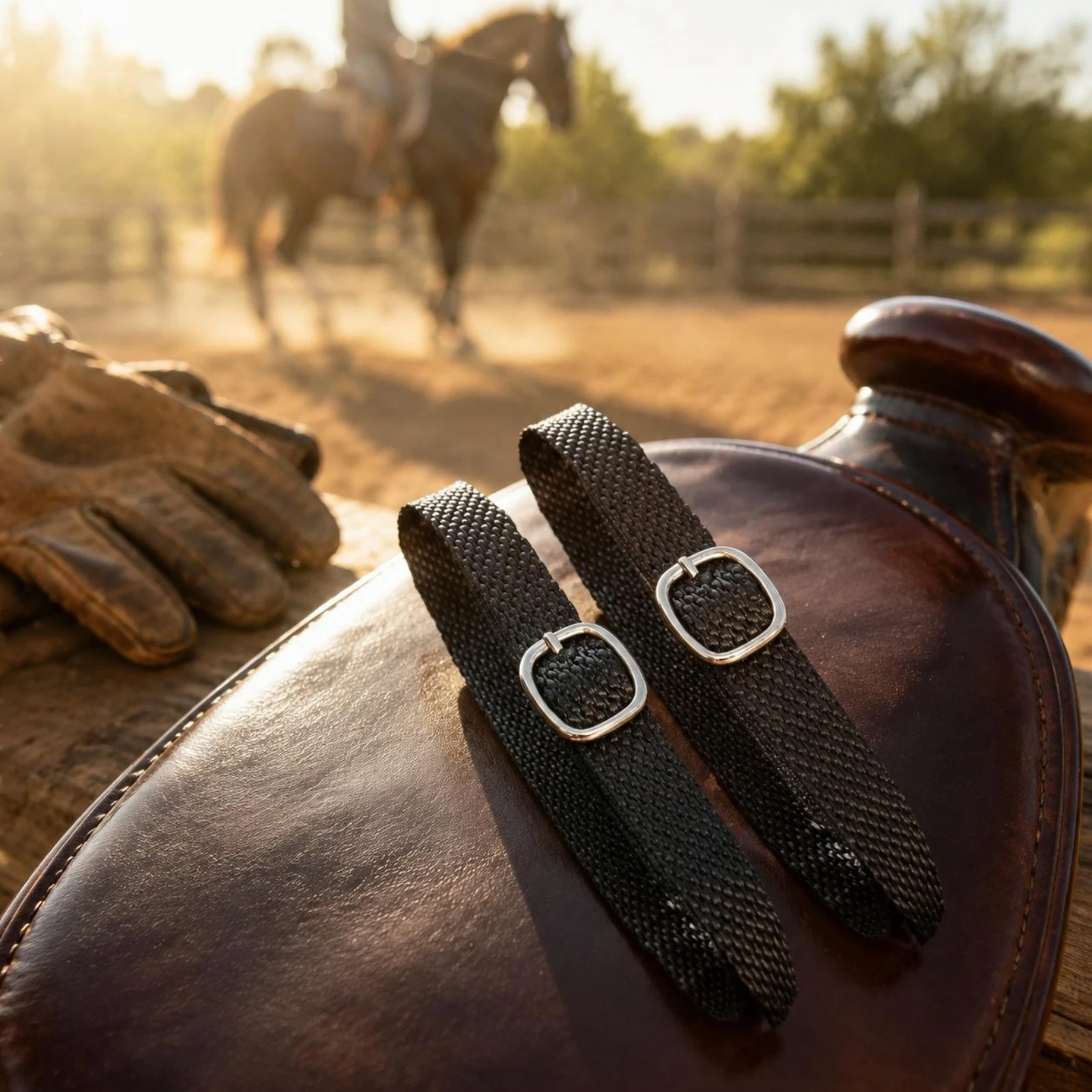 

Horse Riding Spur Straps Black Woven Spur Straps Equine Gear Long Long-Lasting