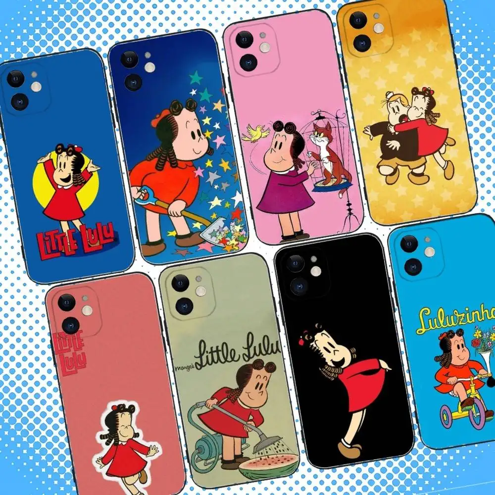 Cartoon The Little Lulu Show Phone Case For iPhone 16,15,14,13,12,11,Pro,Max,Plus,X,XS,XR,SE,8,7,Mini,Soft Silicone Black Case