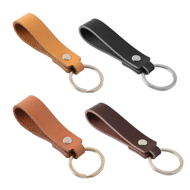 Portable for Key Ring Decor Handmade POB for Key Holder Genuine Leather for Key Ring Lanyard Keychain Jewelry Gif