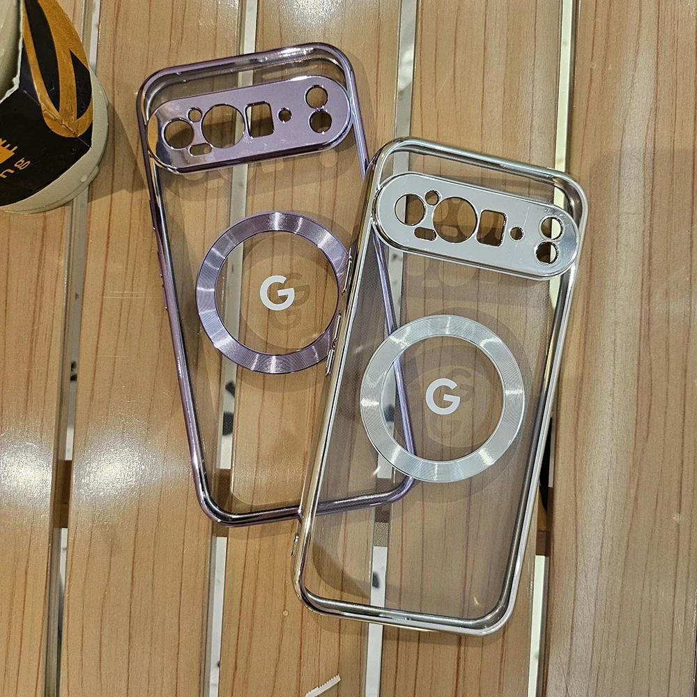 Klare, galvanisierte, kompatible magnetische kabellose Lade-Handyhülle für Google Pixel 11 10 9 A Pro XL, stoßfeste Schutzhülle – Detail 6