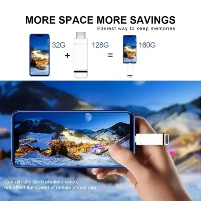 Nowy USB3.2 512GB szybki pendrive z pamięcią cache 2 w 1 typu C o rzeczywistej pojemności do przesyłania danych z telefonu, komputera PC i laptopa. — zdjęcie produktu 4