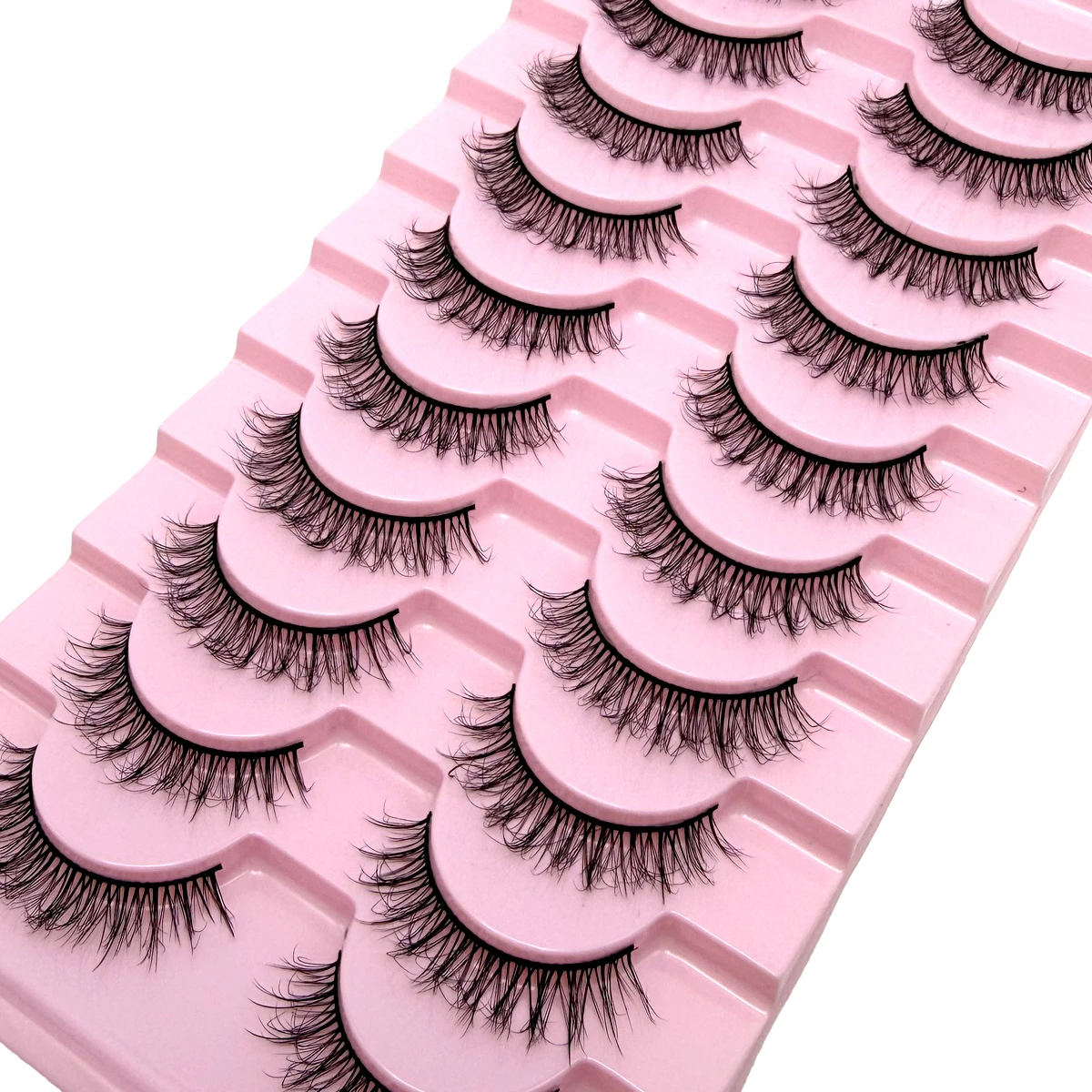 Neue 10 Paar falsche Wimpern, kurze Nerzwimpern, flauschig, dünn, weich, Kreuz-Nerzwimpern, natürliche kurze Wimpernverlängerung für Make-up