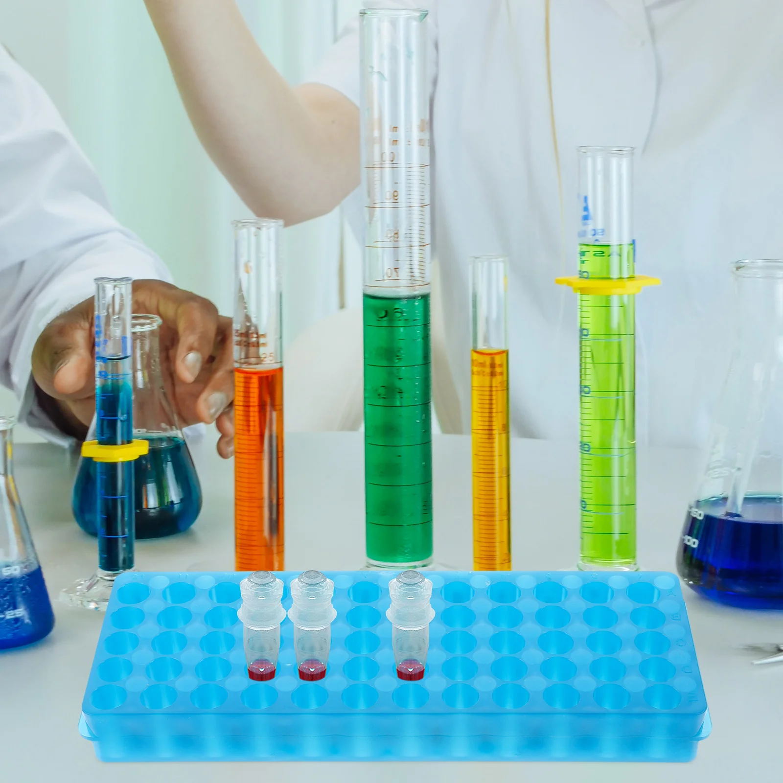 

2 Pcs Rack Dual Sided 96 Plastic Test Tube Holder for 0.5ml 1.5ml 2ml Reusable Laboratory Storage Rack Sampling