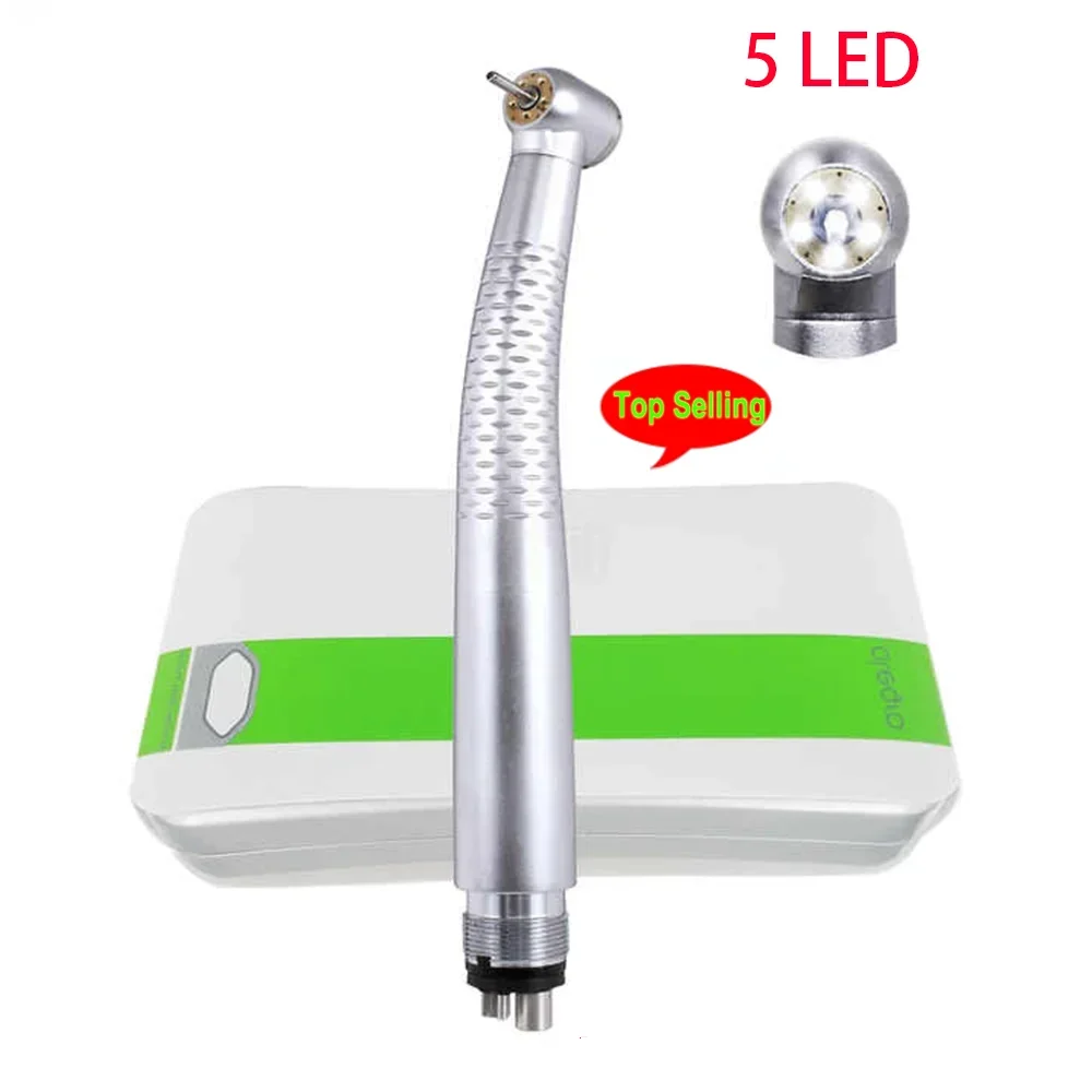 

Dental High Speed 5 LED Handpiece Dentist Tips E-Generator Air Turbine B2 M4 Push Button 5 Water Spray Ceramic Rotor Tools