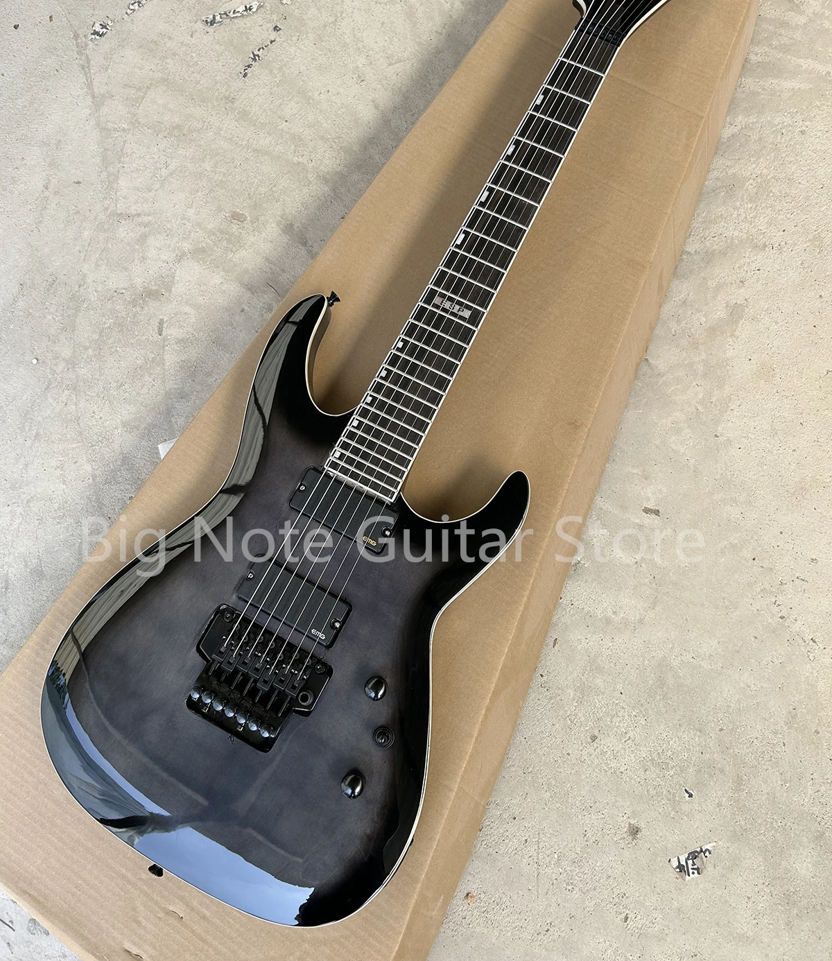 Factory 7 Strings Electric Guitar Rosewood Fretboard Black Hardwares Floyd Rose Bridge Customizable