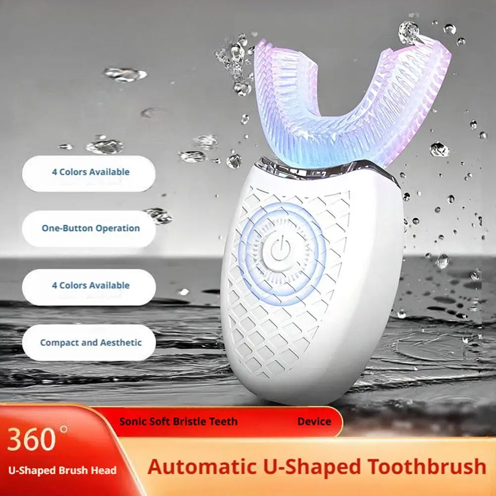 New U-Type Toothbrush 360 Degrees Intelligent Silicon Head Sonic Electric Toothbrush Automatic USB Charge Waterproof Toothbrush