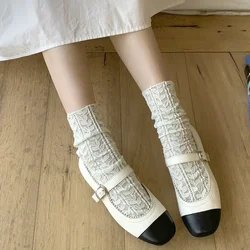 Women Socks Summer Thin Hollow Out Breathable JK Girls Loose Long Socks Women Korean Fashion Solid Color Mesh Fishnet Lace Socks