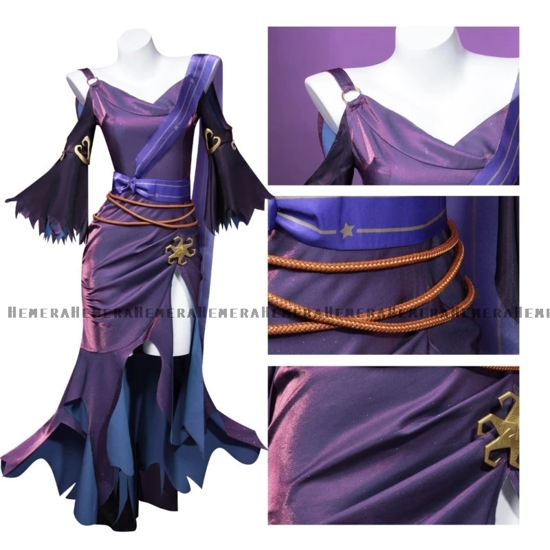 Game Identity V Priestess Cosplay Costume The Envoy Of Yog-Sothoth Cosplay Costume Purple Dress Women Halloween Suit Cosplay Wig