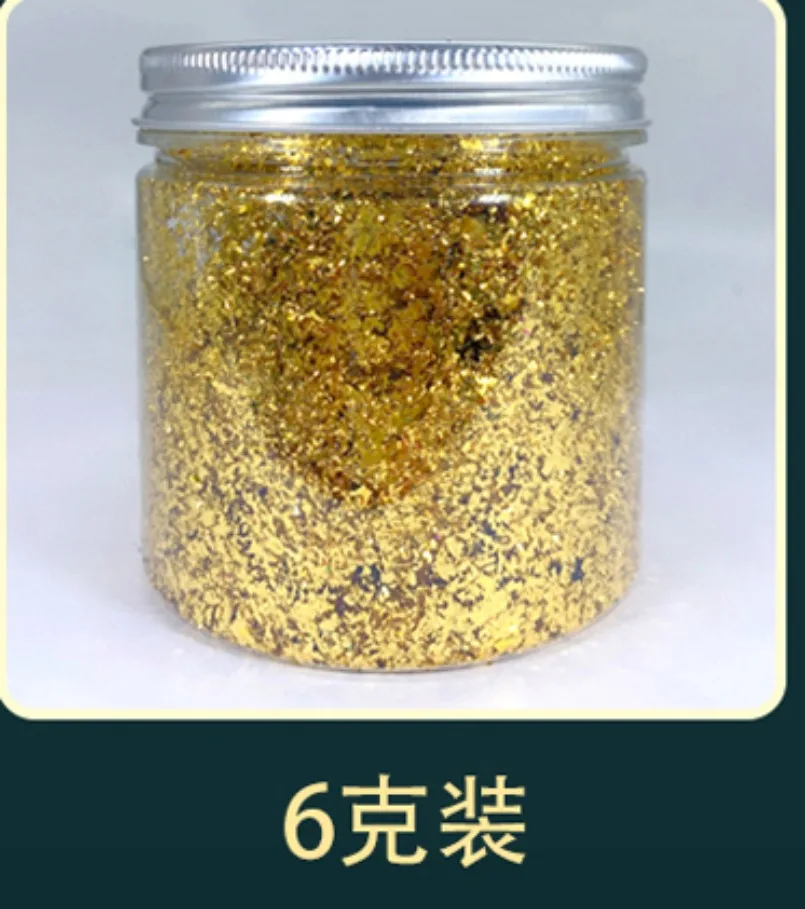 Imitation Gold Silver Foil Sequins, Glitters Craft, folhas coloridas em flocos, papel para douramento, DIY Nail Art Decor, 6g