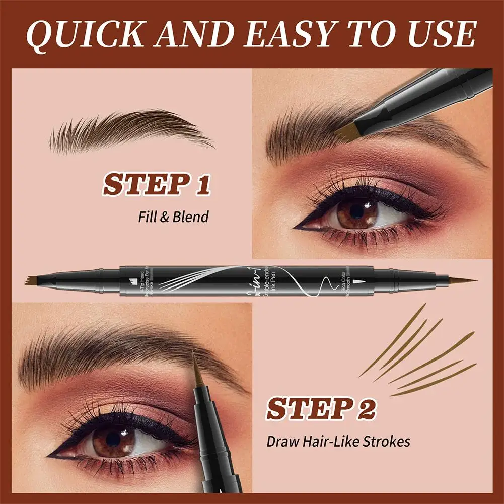 Crayon à sourcils à double extrémité, imperméable, longue durée, avec Micro-embout, aspect 4 broches, brosse et sourcils, précision naturelle V0Z7