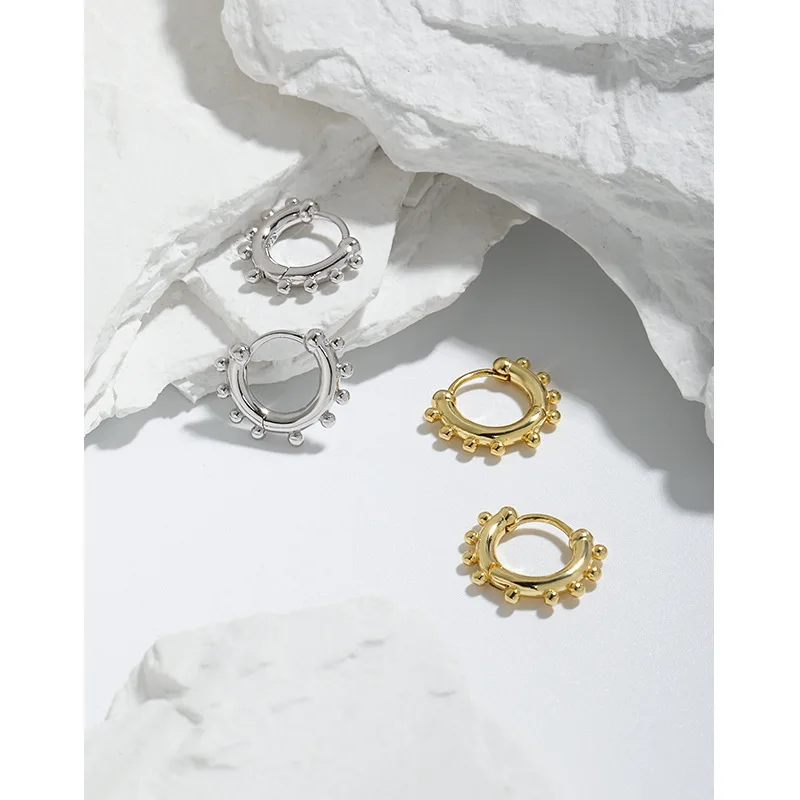 Hot selling S925 pure silver geometric bead earrings for women, classic luxury fashion banquet jewelry gifts