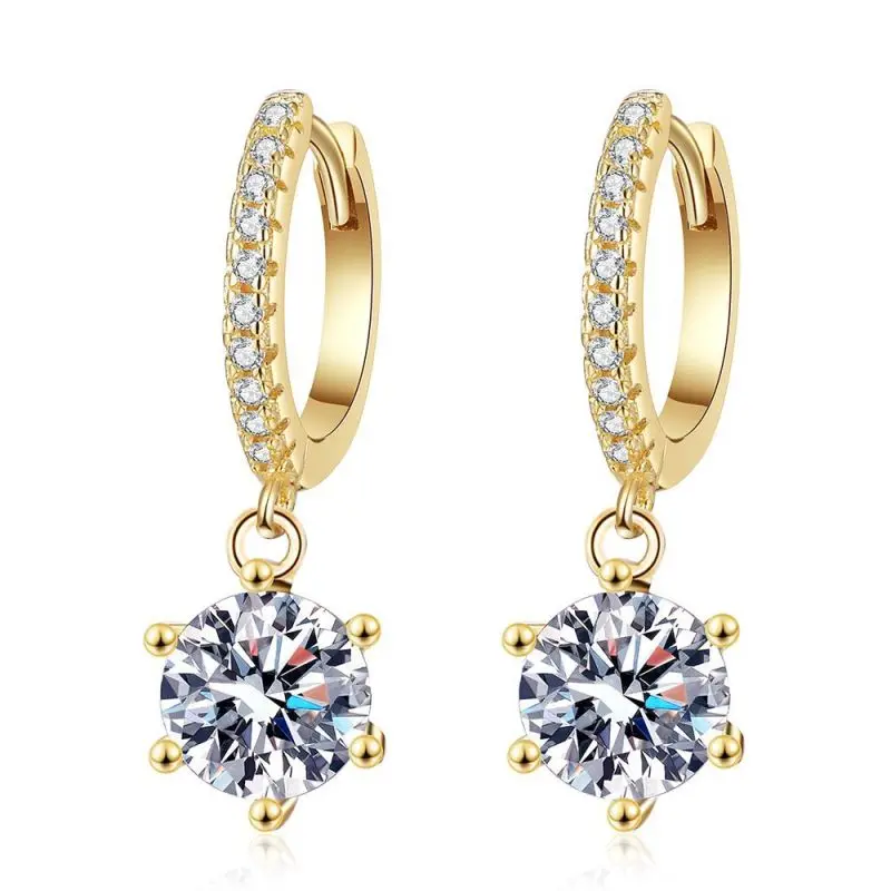 

Apaison Real Moissanite Drop Earrings For Women's Fine Jewelry Gold Plated Earrings Bridal Wedding Gift