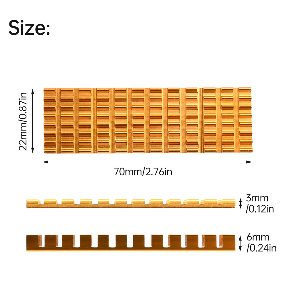 M.2 SSD Heatsink 3/6mm Aluminum Cooler - Slotted Cooling Kit for PCIe NVMe/NGFF 2280 SSD, PC/PS5/Gaming PC Heat Dissipation