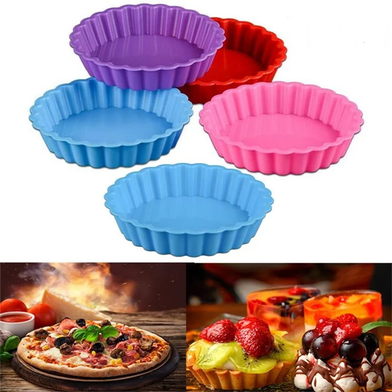 

Silicone Tart Molds Mini Quiche Non-stick Round Fluted Flan Pan with Loose Bases Cake Mold Tools Molds Silicone Cake Tools