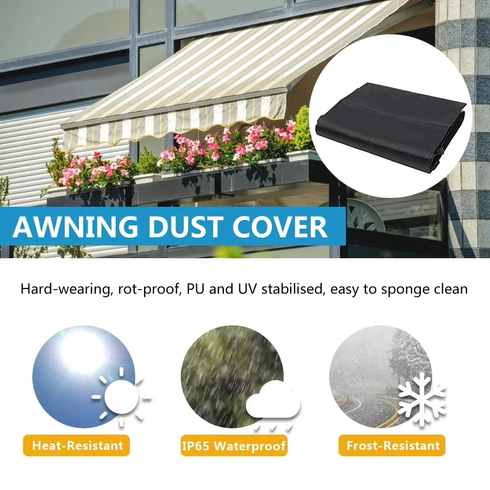210D Patio Awning Protector Cover Patio Garden Rain Shed Bag Storage Rain Cover Retractable Roller Shutter Awning Dust