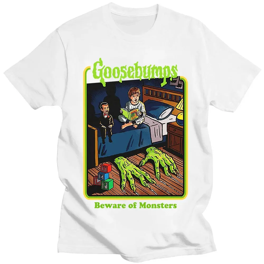 

Goosebumps Beware Monsters Bloody Horror T-Shirt Girls Oversized Retro Anime T-Shirt Streetwear Women Fashion