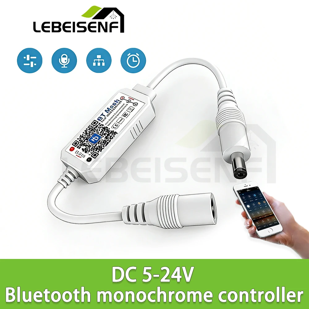 

Новый светодиодный Bluetooth-контроллер для одноцветных светильников с функцией синхронизации, группировки и диммирования, управляемый через приложение Haodeng на мобильном телефоне.