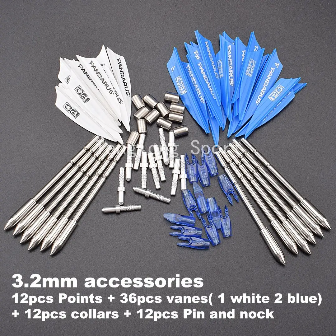 

3.2mm Archery Arrow Accessory Set, Arrow Point+ Arrow Vane+ Arrow Nock And Pin Collar For Id 3.2mm Aluminium Carbon Shaft