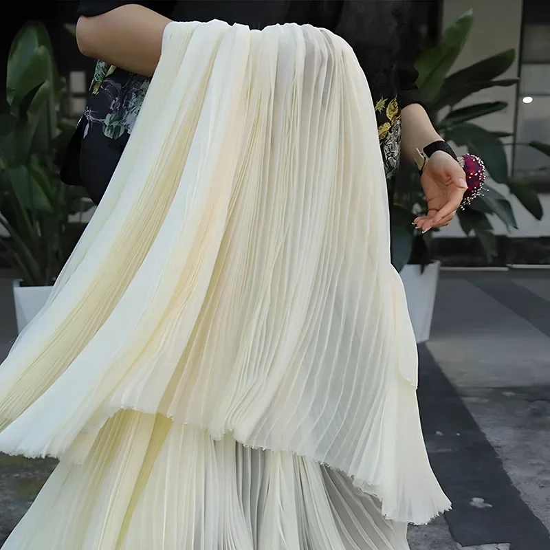 

Chiffon Organza Pleated Designer Fabric for Summer Airy Pleated Dress Halter Dress Clothing Fashion Fabrics White Black Pink