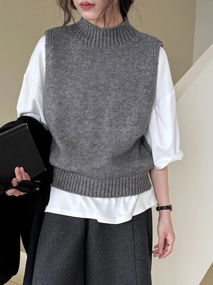 WHTREND الكورية نمط الصوف أنيقة محبوك سترة للنساء الشتاء الوقوف طوق الظهر جوفاء الطبقات سترة كل مباراة أعلى WH2205 #6