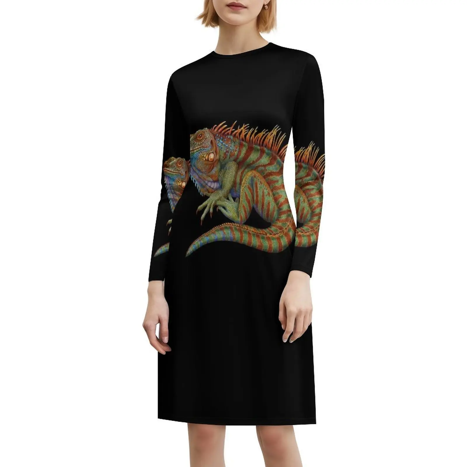 فستان حفلات نسائي من Iguana ملابس خروج عصرية مطبوعة ملابس النادي للإناث Iguana Lizard الزواحف السحالي الحيوانات الأليفة فستان نسائي #6