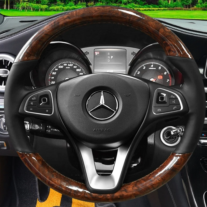 

Hand-stitched non-slip peach wood grain Genuine Leather Car Steering Wheel Cover For Mercedes-Benz Vito III ( W447 ) 2015-2020