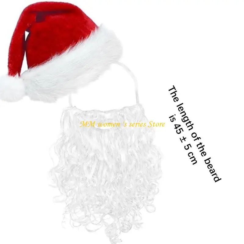 Q39C Weihnachtsmann-Outfit, 7-teilig, kompletter Hutbart für Feiern