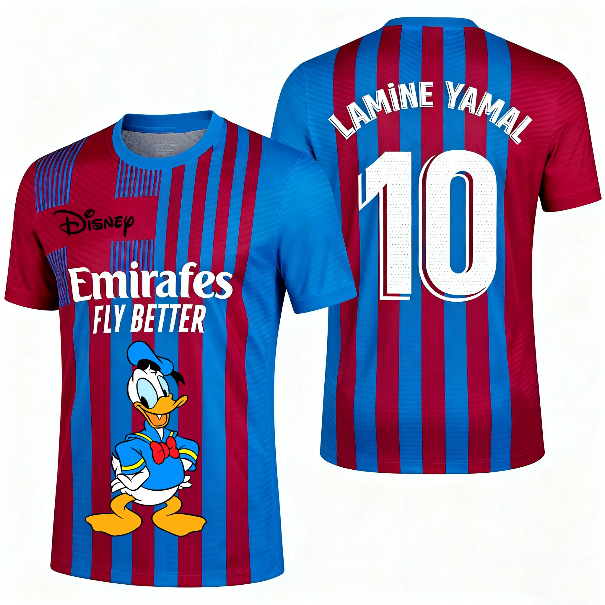 Дисней Дональд Дак Ямал No. Футбольная майка 10, осенняя мужская футболка для спорта и отдыха, сухая и быстро, детская одежда, футболка Y2k