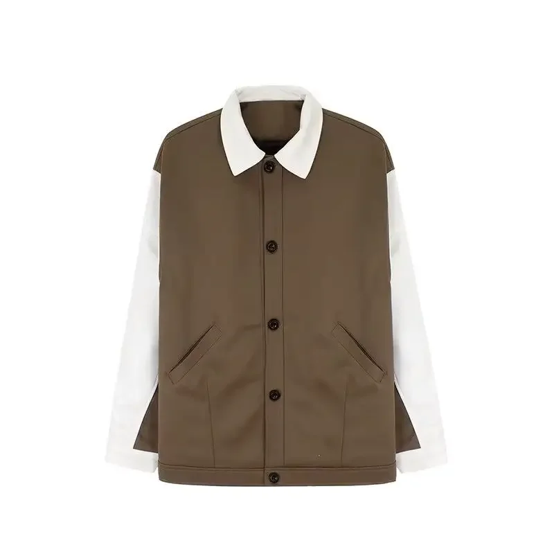 ​Men's Retro Khaki Blazer Jacket 2025 Spring Collection Reversible Collar Sporty Windbreaker with Multiple Pockets